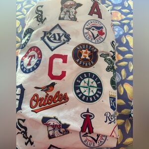 Pristine Pottery Barn Kids Full Size bed MLB American League sheet set.